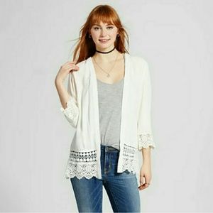 2/$15 - Xhilaration - Open Front Lace Trim Kimono